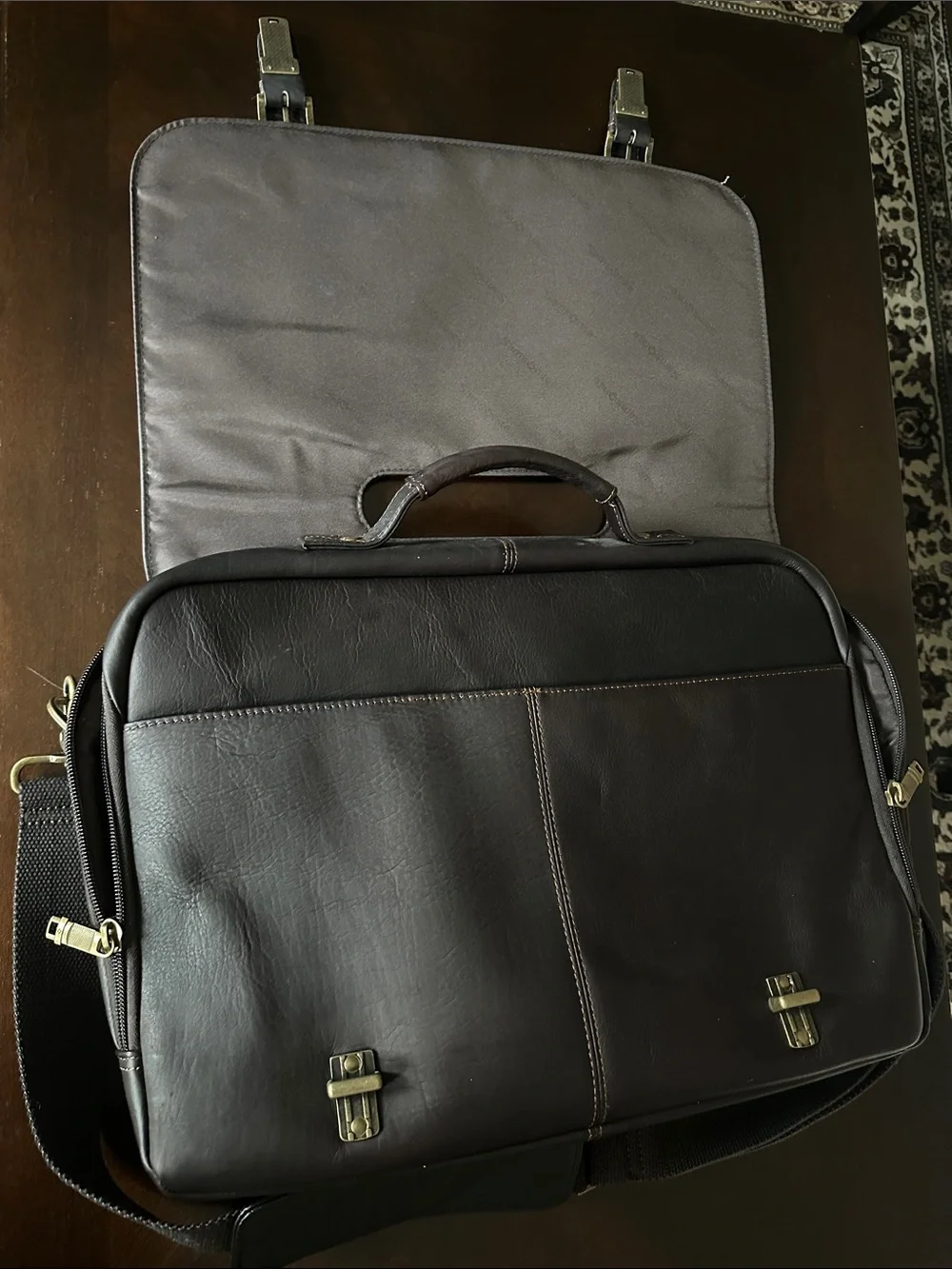 Samsonite Dark Brown Leather Briefcase Messenger Bag